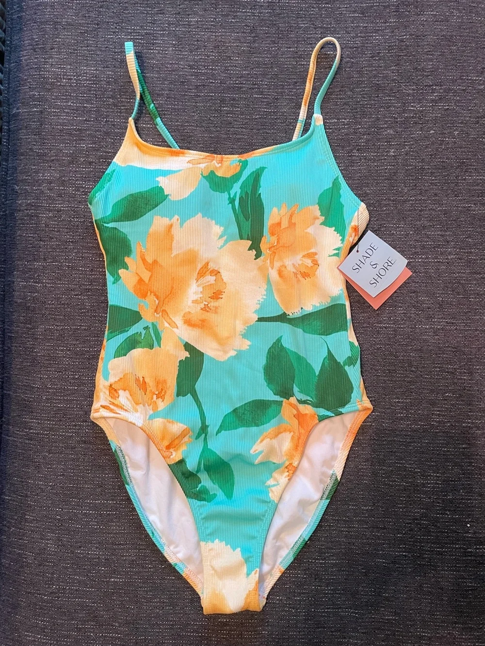 Shade & Shore Turquoise Floral One-Piece Swimsuit